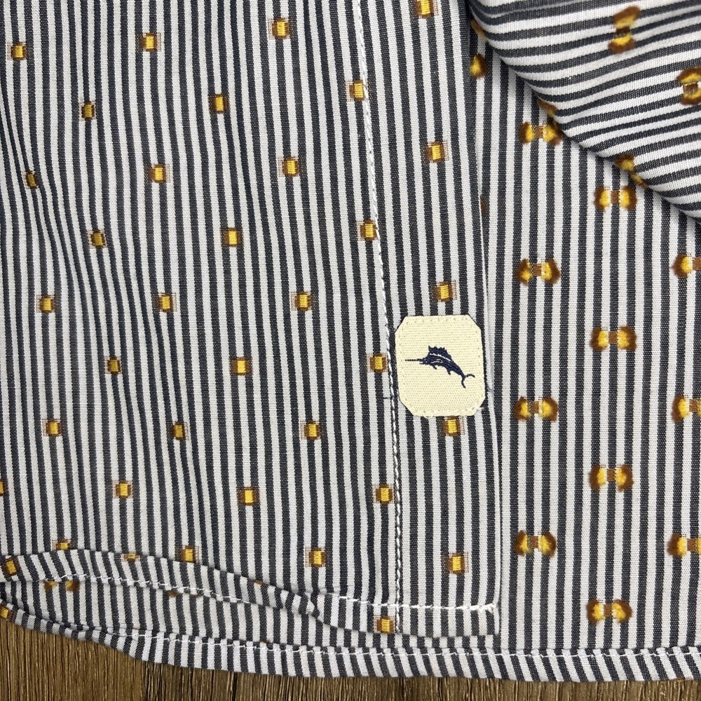 Tommy Bahama Jeans Shirt Men's Large Blue Cotton Striped Island Modern Fit Beach - Picture 6 of 12